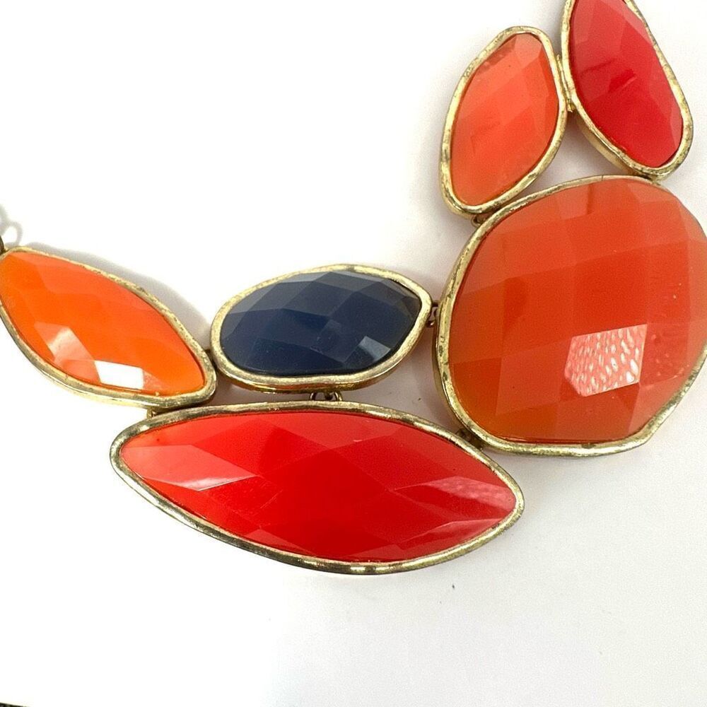 Orange and blue statement necklace - Picture 4 of 8